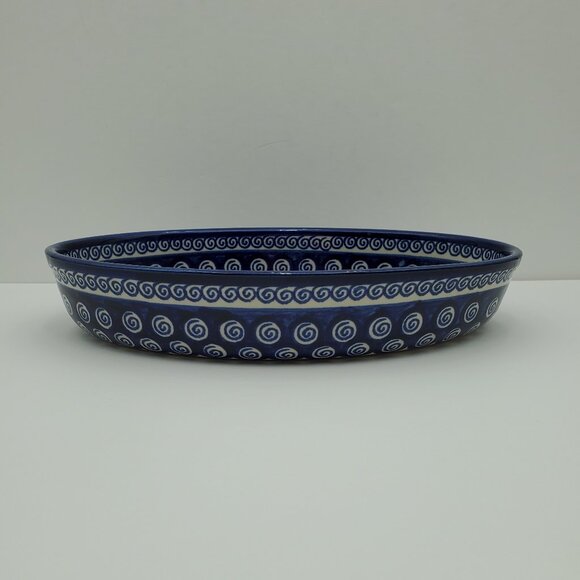 Polish Pottery Cobalt Swirl Oval Baker Zaklady Ceramiczne Oval Serving Dish - Picture 6 of 11